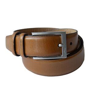 FInsbury Tan Leather Western Belt Minimalist Quiet Luxury Camel Silver Belt
